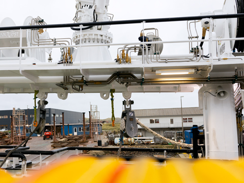 Newbuilding ocean crest looking aft on trawl gallow