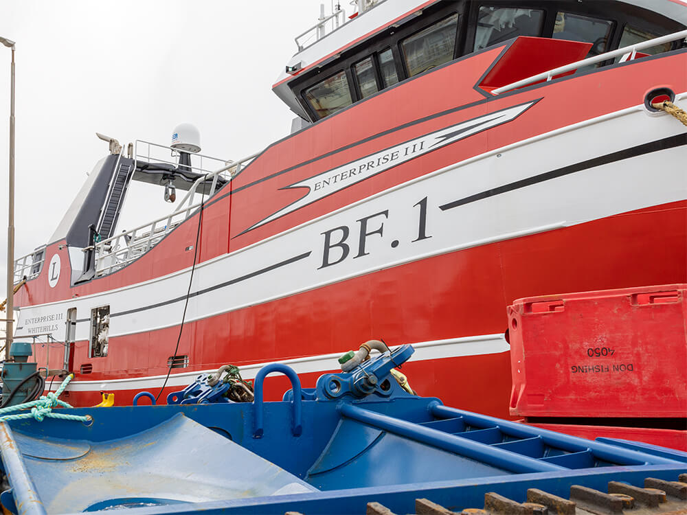 Trawl gear ready to come onboard Vestvaerftet newbuilding BF.1 Enterprise III
