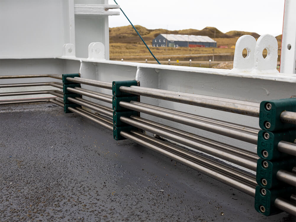 Hydraulic pipe installation on fishing vessel BF.1 Enterprise at Vestvaerftet