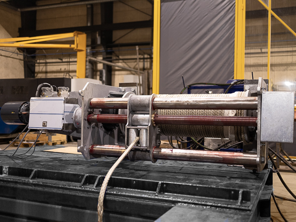 Winch for pull-testing wind turbine blade ready to be tested in AS SCAN factory