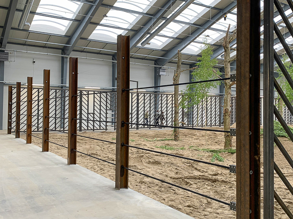 Steel fence for elephants in knuthenborg safari park