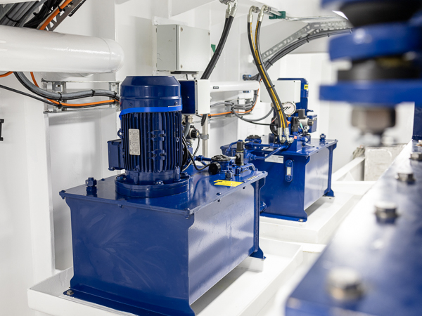 Hydraulic power units installed in the engine room.