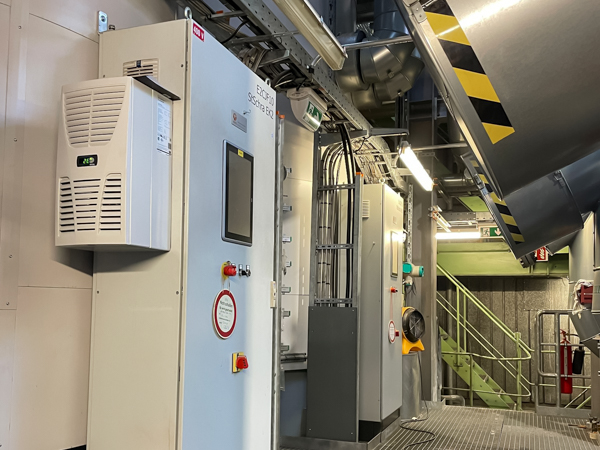 Electrical and control panels for industrial electrode boilers during service and inspection at a power plant in Nuremberg.