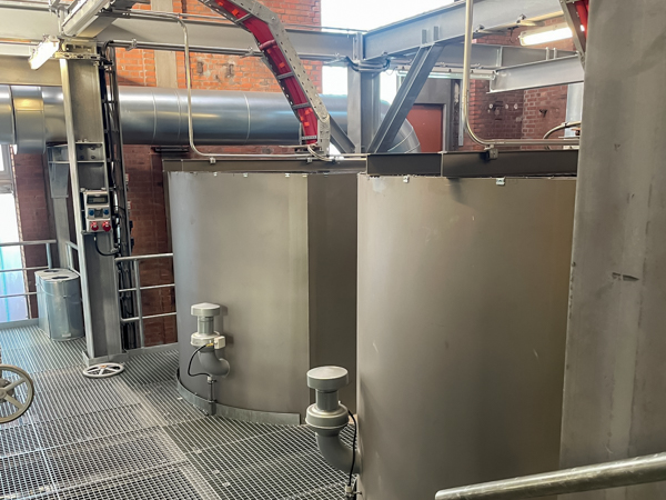 Overview of industrial electrode boilers at a power plant during service and technical inspection.