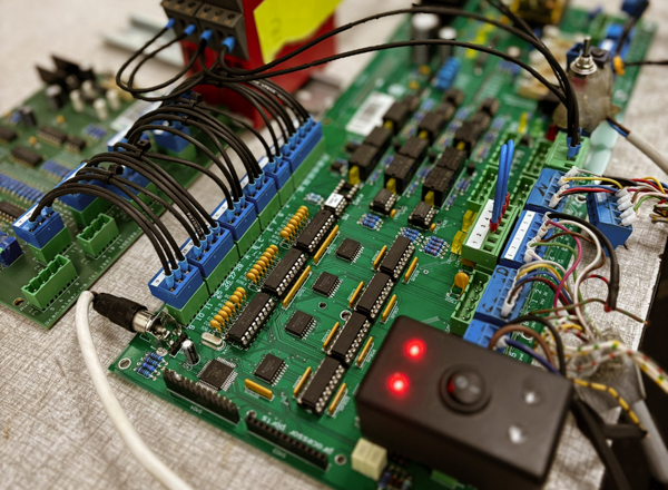 PCB testing of Turner Gear control box with signal connections for control in wind applications